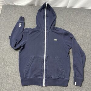 Lacoste Full Zip Hoodie Navy Blue Men's Medium Est Crocodile Logo